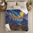 thumbnail image 5 of Southwest Desert Night Sky Winding, Mystical Celestial Art Scene, Warm Flannel Blanket for Living Room and Bedroom, Celestial Art Lovers Housewarming Gift, Celestial Home Decor, 5 of 9
