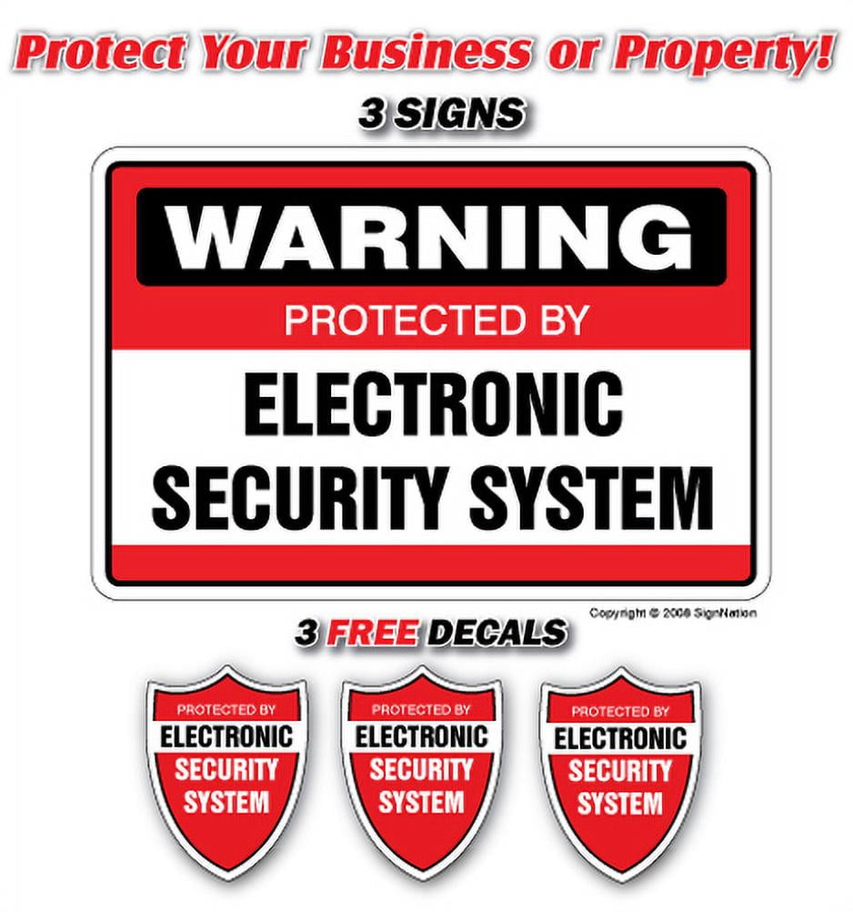 SECURITY SYSTEM SIGN 3 Signs & 3 Free Decal alarm Indoor/Outdoor