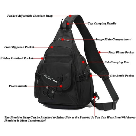 Large Sling Bag Chest Shoulder Backpack Travel Crossbody Messenger 