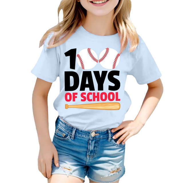 TZEWGL Tees For Newborn Print Round Neck Loose Short Sleeve Blouse For Infnants size 3-4T