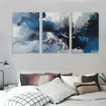 thumbnail image 3 of Shangniulu Canvas Wall Art Paintings Heavy Blue and White Paint Spreads Like Smoke on Grey Background Framed Artwork Pictures for Living Room Bedroom Wall Decor, 3 of 4