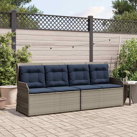 vidaXL Garden Bench Grey Poly Rattan