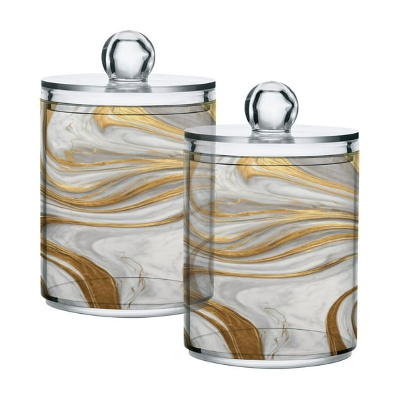 High-value clear storage jars keep life organized and within reach one sizex2 Gold and White Marble