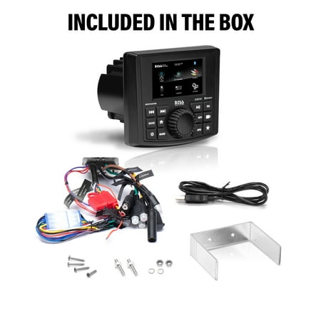 BOSS Audio - MGV520B Marine Gauge Receiver – Weatherproof, 3” Touchscreen, Amplified, Bluetooth, No CD Player, USB Port, AM/FM Radio - Black
