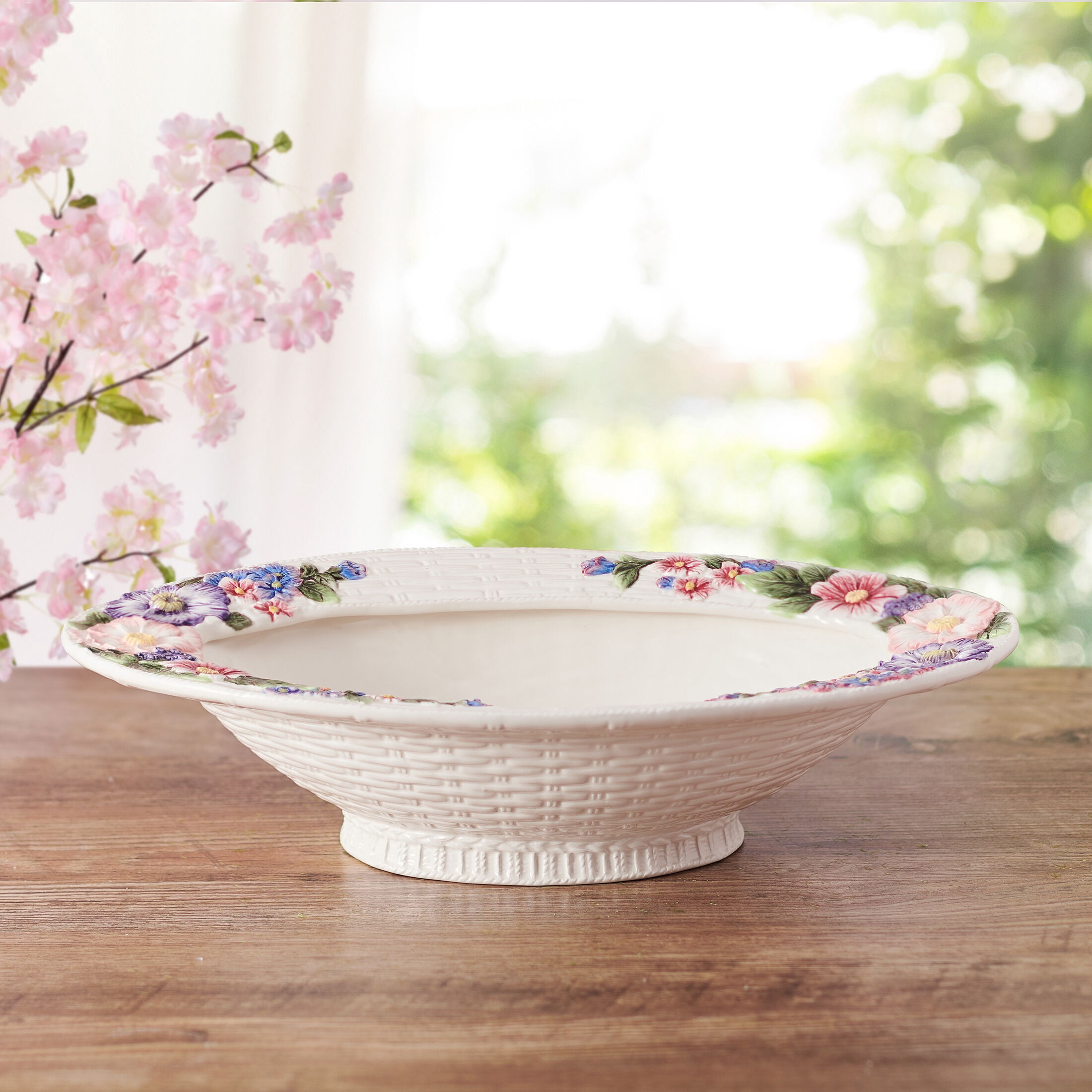 Fitz and Floyd Jardin 18 in Earthenware Bowl