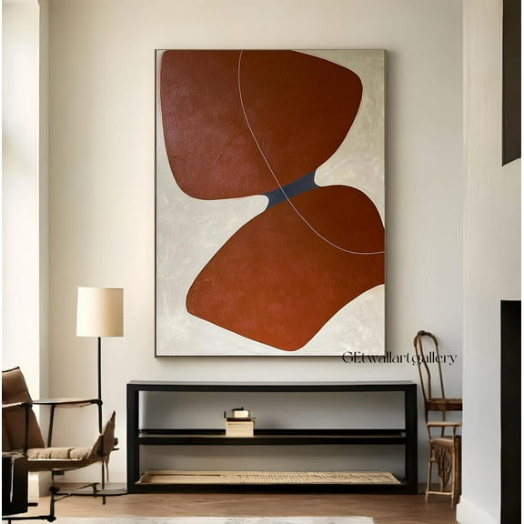 Luvia Red and Beige Japandi Poster Wall Art Neutral Wabi-Sabi Minimalist Contemporary Home Decoration, 8x12 UNFRAMED