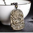 thumbnail image 2 of EOEMY Natural Gemstone Gold Obsidian Dragon Necklace Amulet Pendant With Bead Chain, 2 of 9