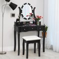 thumbnail image 2 of Topbuy Vanity Table Makeup Dresser Desk w/LED Light Drawers & Stool Black, 2 of 8
