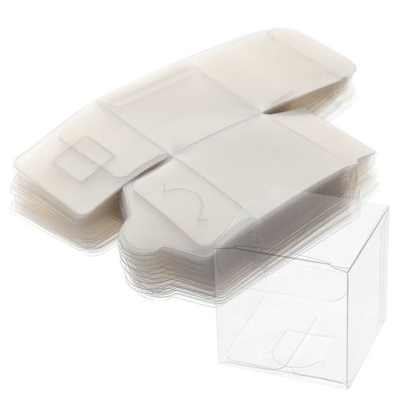 Bulk Candy 50 Pcs Clear Mini Storage Boxes with Lids 5x5x5cm Party Favor Small Plastic Boxes for Candy, Chocolate, Cookies, Fruit, Macaron, Ice Cream