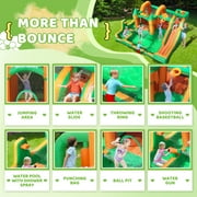 Doctor Dolphin Water Slide Inflatable Bounce House Kid Toddler Bouncer with Blower Large Water Park Waterslide for Wet and Dry
