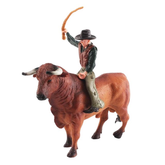 Ounissouiy PVC Bull with Rider Figurines Model Party Favor Decor for Children Kits de construcción modelo Estilo C