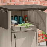 Suncast DCP2000 Portable Outdoor Prep Serving Grill Station Table and Cabinet