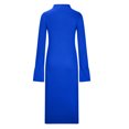 thumbnail image 4 of Lilgiuy Women's Autumn Long Sleeve V Neck Long Button Flare Sleeve Sweater Dress Blue 2022 Fall Winter, 4 of 5