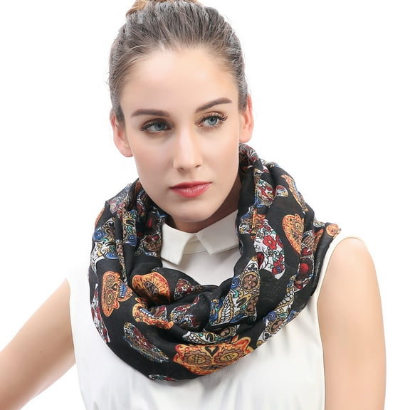 Sugar Skull Print Infinity Scarf