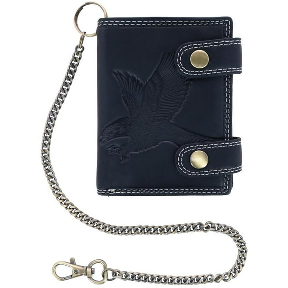 CTM  Leather Eagle RFID Zip Around Chain Wallet (Men)