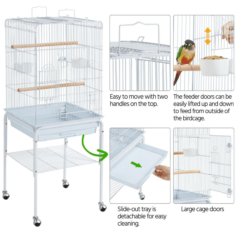 Yaheetech 53.5-inch Open Top Metal Birdcage with Detachable Stand, White