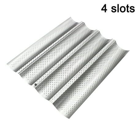 

VeliToy 1pc Wave French Bread Baking Tray Non-Stick Baguette Mould Cake Toast Mold Tools(Silver 4 Holes)