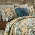 thumbnail image 2 of Kasbah Paisley Traditional Floral Teal Green Brown Reversible Machine Washable 3-Piece Set Full and Queen Lightweight Quilt With Shams, 2 of 7