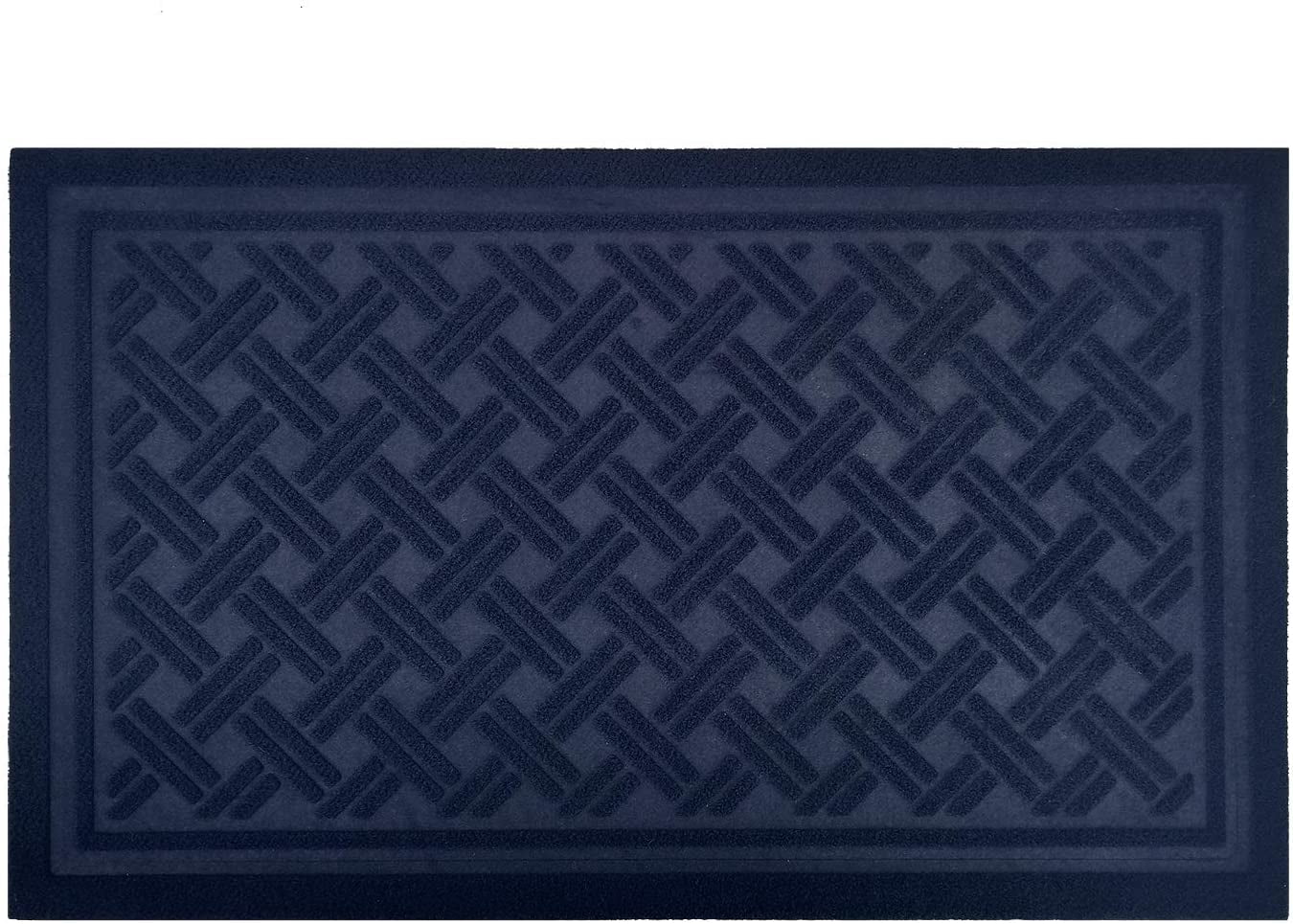 Front Door Mat Outdoor Entrance Mat Rug, Waterproof Floor Mat Shoes Scraper Cross Hatch Doormat, 17.75''x29.75'' Patio Rug Dirt Debris Mud Trapper Out Door Mat Low Profile Washable Carpet