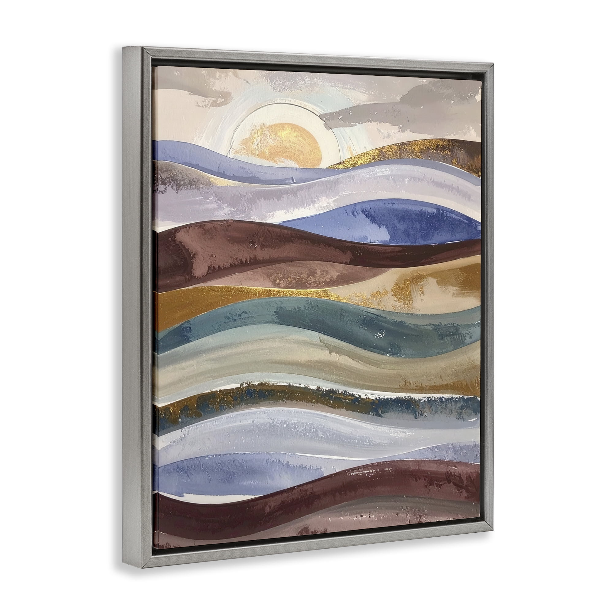 Stupell Industries Layered Ocean Flow Gray Framed Floater Canvas Wall Art, design by Alonza Saunders