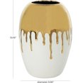 thumbnail image 3 of CosmoLiving by Cosmopolitan Ceramic Decorative Vase Centerpiece Vase with Abstract Gold Melting Drips, Flower Vase for Home Decoration 9" x 9" x 13", White, 3 of 8