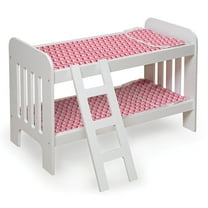 Doll Bunk Bed with Bedding and Ladder - White/Pink/Chevron