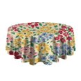 thumbnail image 5 of Pioneer Flower Floral Print Pattern Round Tablecloth 60"x60",Wrinkle Wipeable Table Cloth for Kitchen Dining Room Picnic Patio Party, 5 of 6