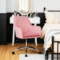 thumbnail image 2 of Costway Fauteuil de Bureau en Velours avec Coussin Amovible Réglable Rose, 2 of 10