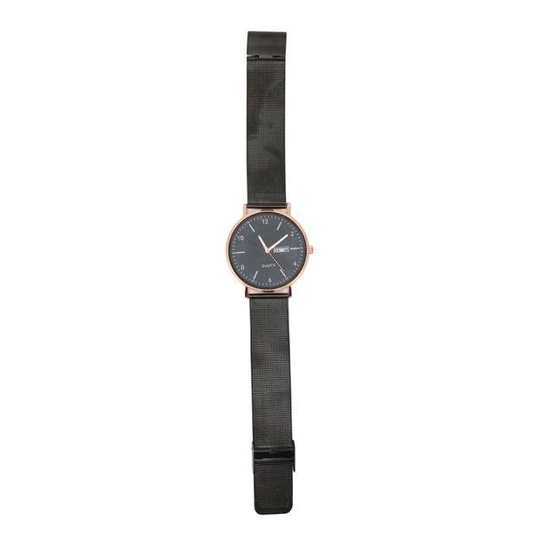 Reloj para hombre Nikou Cuarzo negro resistente al agua correa de acero inoxidable Batería 150 mAh