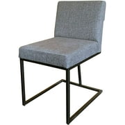 Strange DNA Healdsburg Dining Chair | Elegant Design Charcoal Fabric Side Chair | Fully Welded Black Powder Coated Frame Modern Flair Seat Furniture