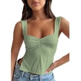 thumbnail image 1 of Camisa sin mangas con abertura lateral,Camisa sin mangas ajustada con busto fruncido de color liso Top sin mangas con busto fruncido Rendimiento de gama alta, 1 of 6