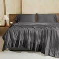 thumbnail image 3 of 4 Piece Corner Ruffle Sheet Set, 6" Inch Corner Ruffle On Flat Sheet And Pillowcases, 15 Inch Deep Pocket, 100% Egyptian Cotton, 800 TC, Queen Size, Solid Dark Grey, 3 of 6