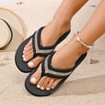 thumbnail image 6 of PiGOGI Women's Rhinestone Flip Flops V Strap Non-Slip Comfortable Beach Sandals Summer Gold 5.5, 6 of 9