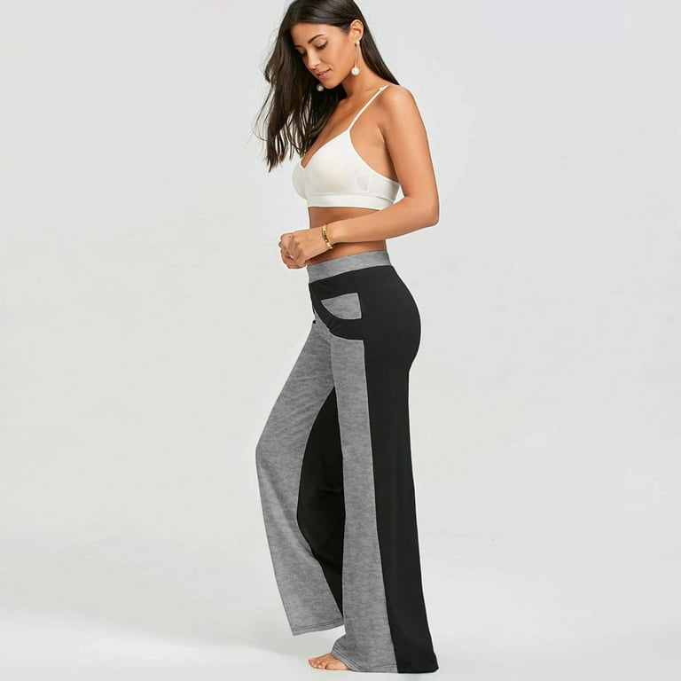Women’s Yoga Pants Plus Size Black White Patchwork Stretchy Ladies  Sportswear Bell Bottoms Flare Leggings