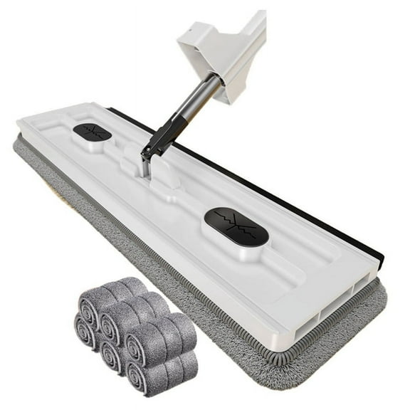 Floor Cleaning Mop Hands-Free Squeeze Mops Home Cleaning Microfiber Rotating Mop Floor Washing Brooms,White