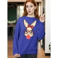thumbnail image 3 of Easter Bunny With Bubble Gum Funny Egg Hunting Christian Holiday Crewneck Sweatshirt, 2XL, Royal, 3 of 5
