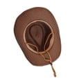 thumbnail image 7 of Gustave Straw Cowboy Hat for Women Men Wide Brim Fedora Sun Hat Shapeable Western Cowgirl Hat Summer Beach Hat with Windproof Chin Strap - Coffee, 7 of 7