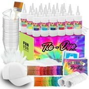CraftBud DIY Tie Dye Kit for Kids, Adults, Large Groups - 18 Colors - Includes 1 Cap, 18 Bottles, 120 Rubber Bands, 1 Funnel, 1 Guide Book
