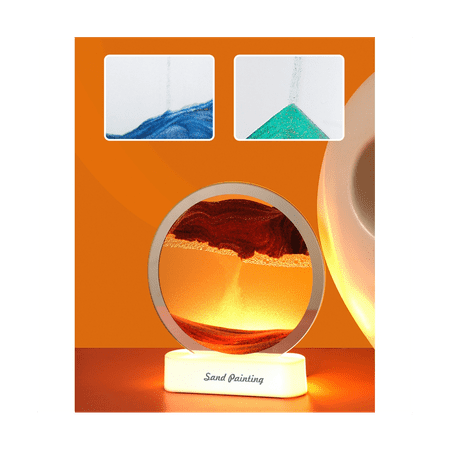 

USB LED Night Light 3D Natural Landscape Sand Moving Hourglass Painting Table Lamp -Blue