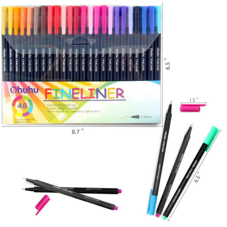 Nylea 24 Pack Fineliner 0.4mm Color Pens Fine Tip for Art Black