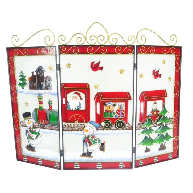 Christmas Concepts® Christmas Santa/Snowman Metal Fire Screen - Christmas Decor - Two (Large 63cm Santa)