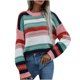 thumbnail image 1 of Blusa de manga larga con cuello redondo y estampado de rayas para mujer Pompotops  gfhjh11039, 1 of 9