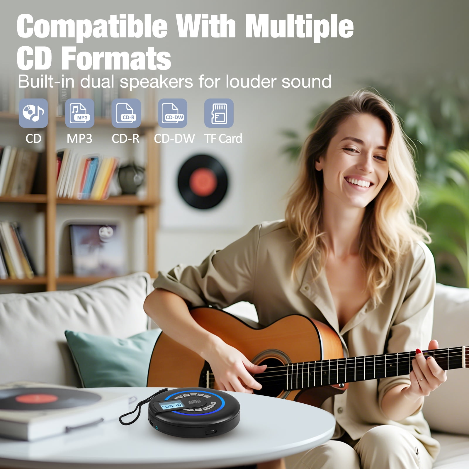 Portable CD player with Bluetooth,Rechargeable Walkman CD Player with FM Transmitter, Discman CD Player for Car.