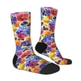 thumbnail image 4 of Yiaed The Garden Tricolor Pansy Flower Print Great elasticity Crew Socks Sports socks for Men and Women, 4 of 5