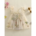 thumbnail image 3 of Suealasg Baby Girls Romper Dress 1 3 6 9 12 18 Months Infant Girls Sleeveless Square Neck Mesh Flower Butterfly Embroidery Romper Dress Newborn Girls Princess Photo Shoot Outfits, 3 of 9