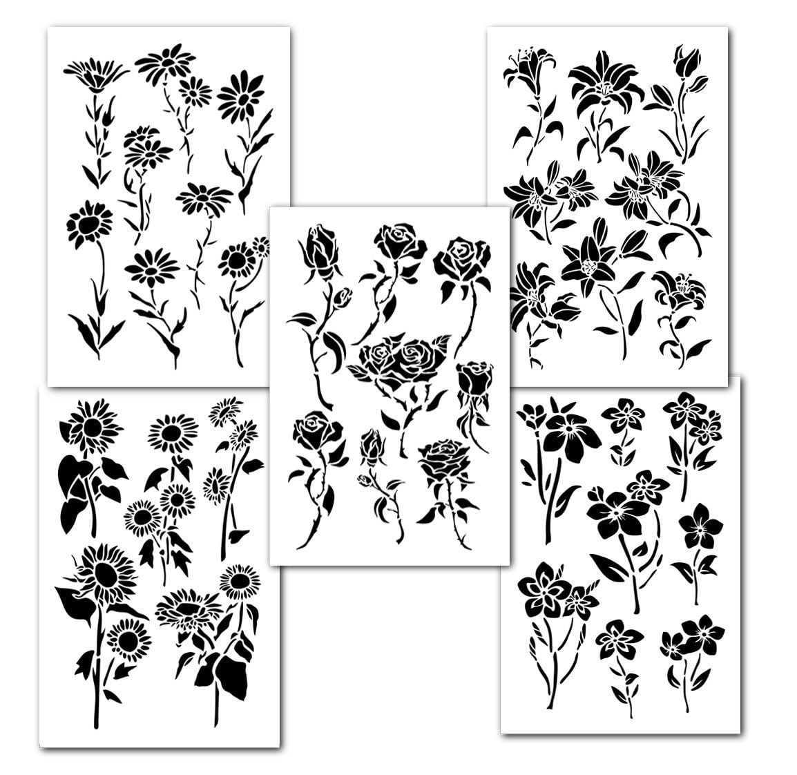 Mixed Flower Painting Stencils Wall Decorating Airbrush Craft 14