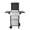 thumbnail image 6 of Holaki 2-Burner Propane Gas BBQ Grill – 24,600 BTU Stainless Steel Plancha with Wire Enamel Cooking Grids, Foldable Side Table & Hanging Basket, 6 of 15