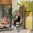 thumbnail image 2 of Outsunny Hanging Egg Chair with Stand, Foldable Wicker Rattan Swing Chair, 2 of 10