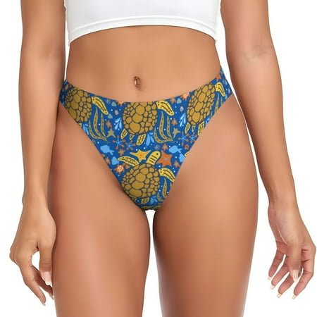 Adobk Sea Turtle Print Seamless Women Underwear Thongs No Show Ladies Thong No Line Breathable Comfortable Panties Undies for Women-X-Small