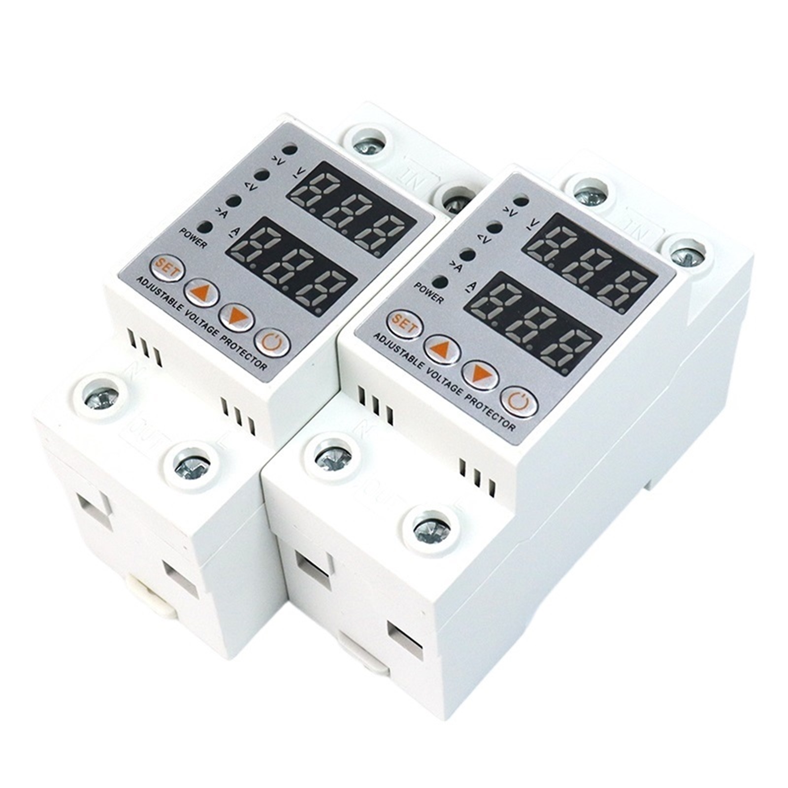 EJYWPSWD Din Rail Voltage Protector Relay Dual Display Adjustable Over Current and Under Voltage Protection Device 40A 63A 220V